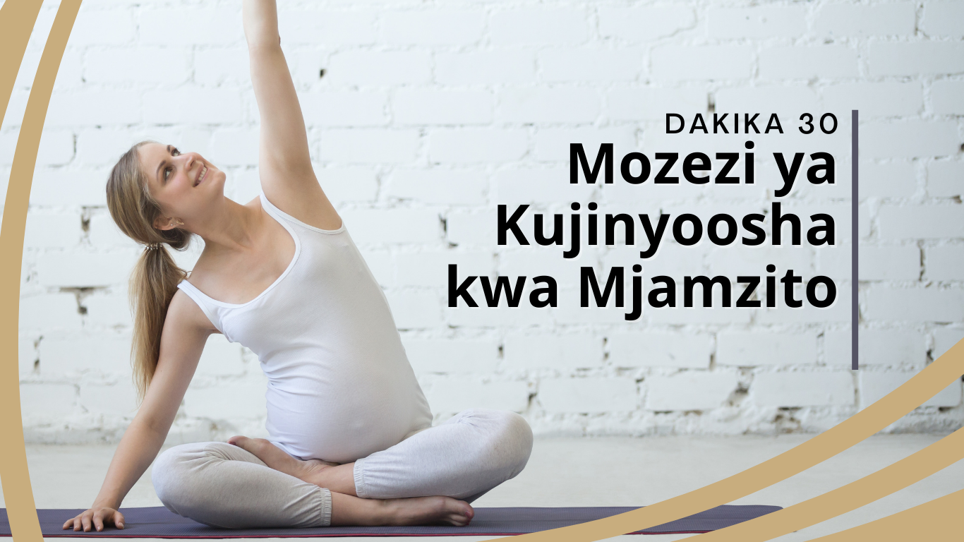 Mjamzito akijinyoosha kupunguza maumivu ya kiuno na mgongo