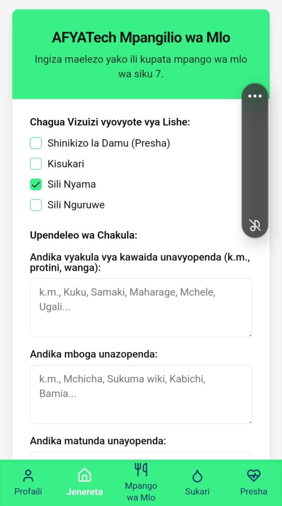 Panga vyakula unavyopendelea