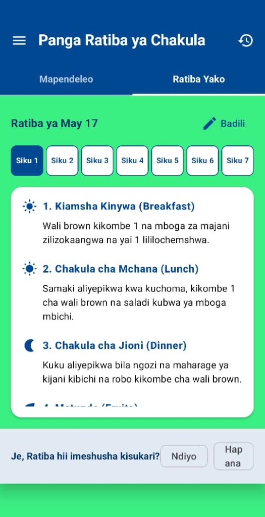 Panga ratiba ya vyakula kwa mgonjwa wa presha ya kupanda
