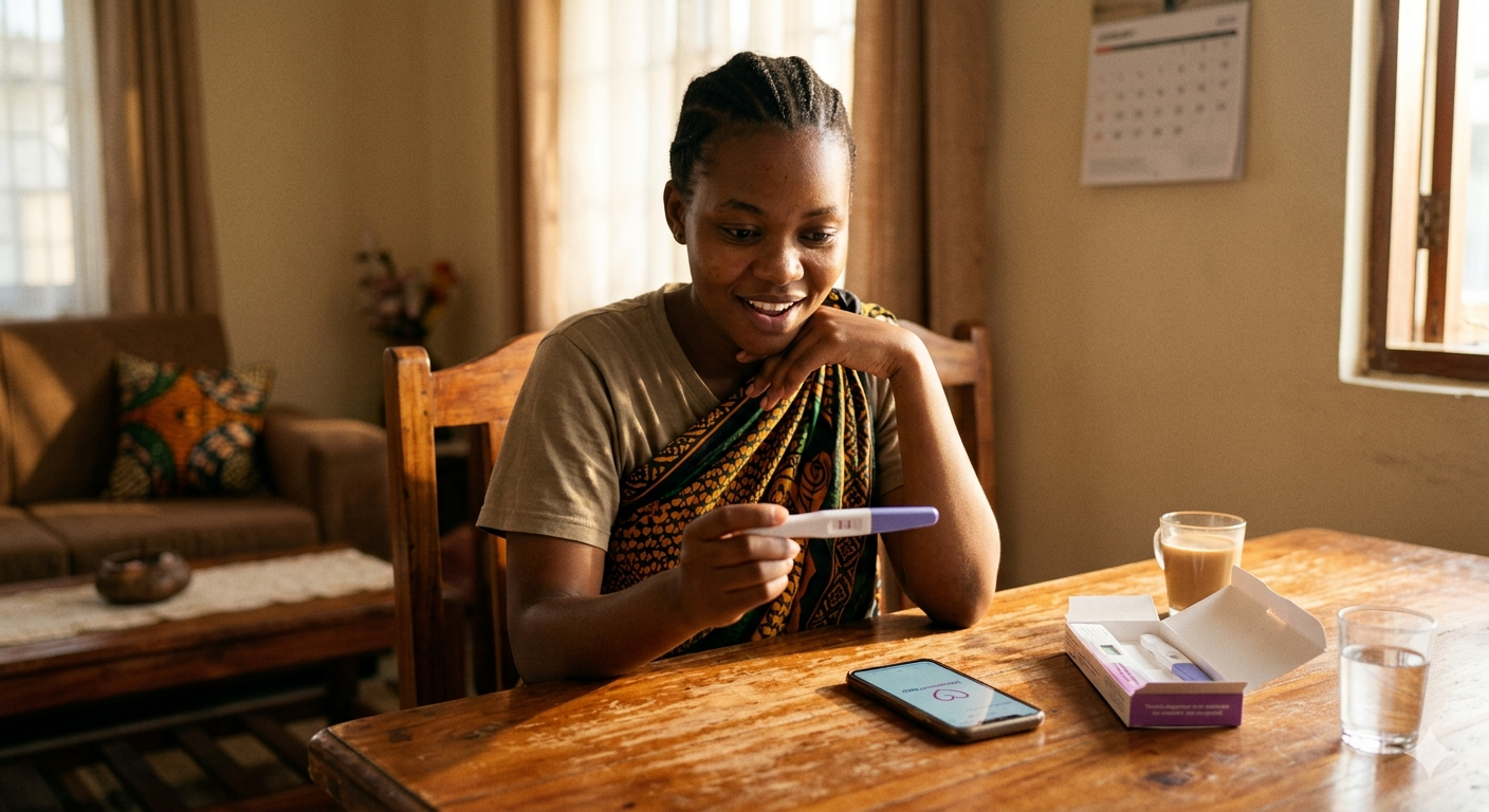 Mwanamke akitumia Kipimo cha mimba cha mkojo