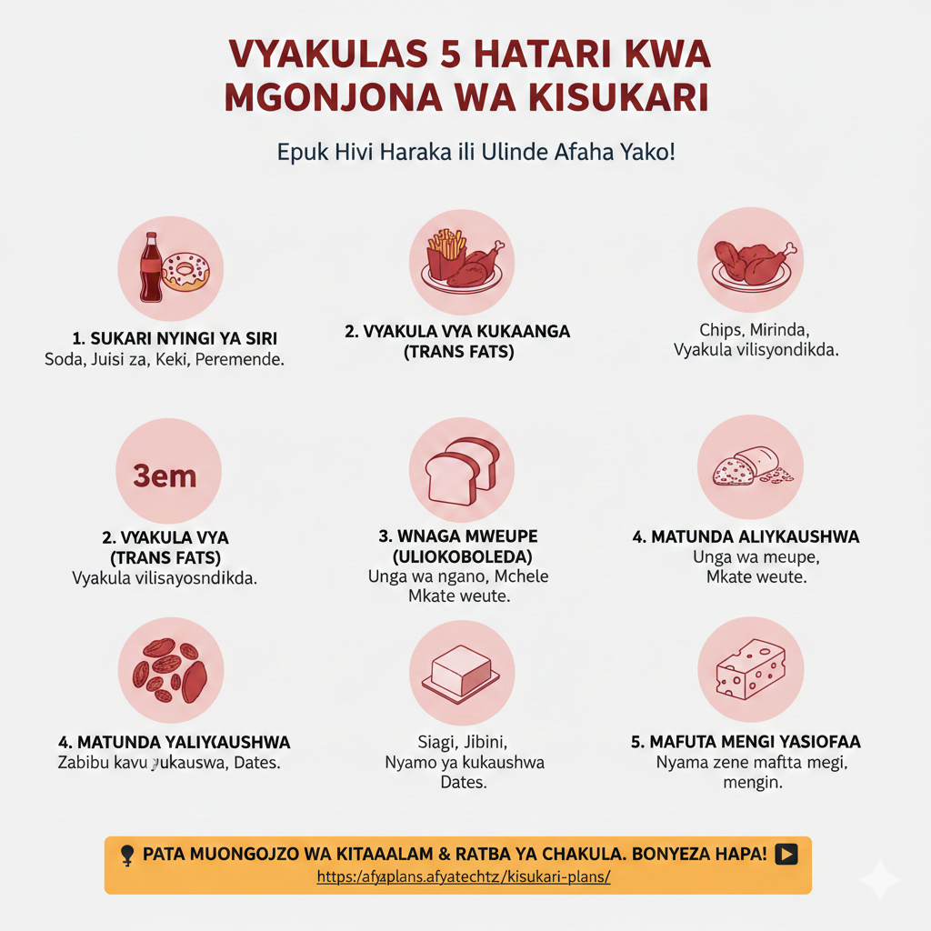 orodha ya vyakula hatari kwa mgonjwa wa kisukari